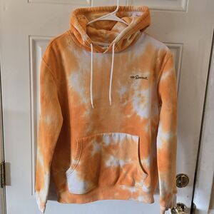 The Simpsons Orange Tie Dye Hoodie Size Small Bart Simpson Skeleton Skateboard